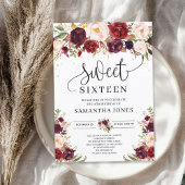 Trendy marsala burgundy blush florale zoete zestie kaart