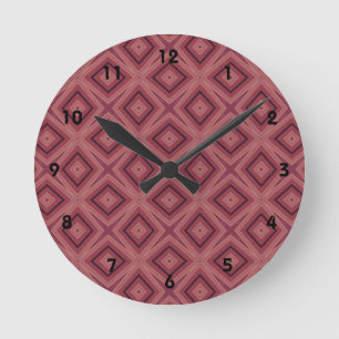 Trendy marsala en roze geometrisch patroon ronde klok