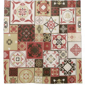 Trendy Marsala Marokkaanse Tegel Pattern Douchegordijn (Voorkant)