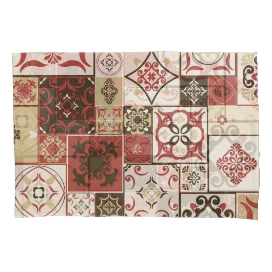 Trendy Marsala Marokkaanse Tegel Pattern Kussensloop (Voorkant)