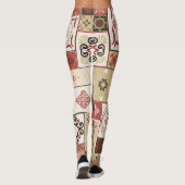 Trendy Marsala Marokkaanse Tegel Pattern Leggings (Achterkant)