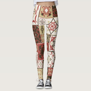 Trendy Marsala Marokkaanse Tegel Pattern Leggings