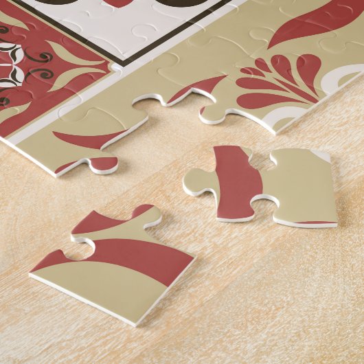 Trendy Marsala Marokkaanse Tegel Pattern Legpuzzel (Zijkant)