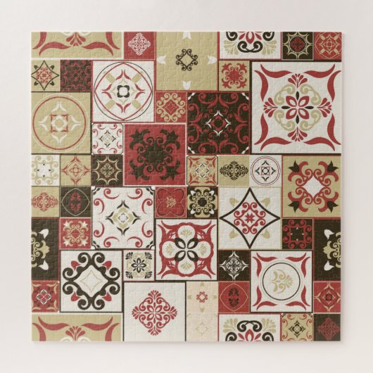 Trendy Marsala Marokkaanse Tegel Pattern Legpuzzel (Horizontaal)
