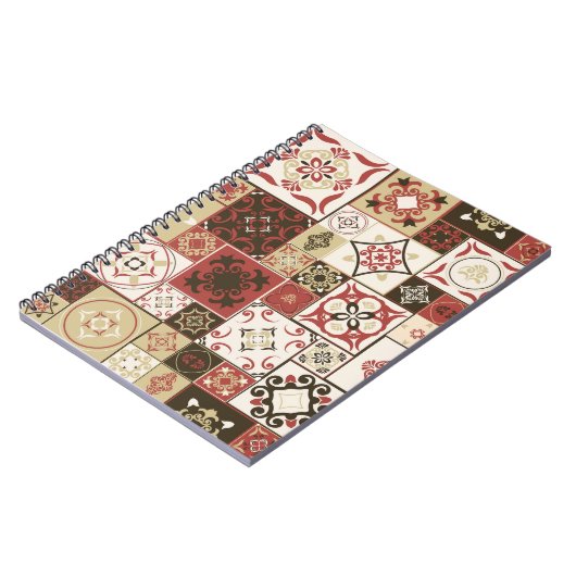 Trendy Marsala Marokkaanse Tegel Pattern Notitieboek (Linkerzijde)