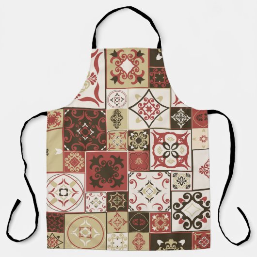 Trendy Marsala Marokkaanse Tegel Pattern Schort (Voorkant)