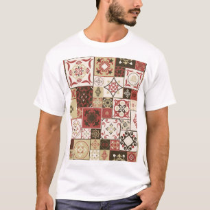 Trendy Marsala Marokkaanse Tegel Pattern T-shirt