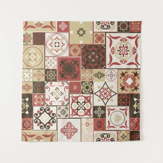 Trendy Marsala Marokkaanse Tegel Pattern Wandkleed (Voorkant (horizontaal))