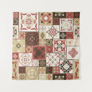 Trendy Marsala Marokkaanse Tegel Pattern Wandkleed