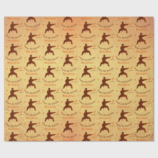 Trendy Martial Arts Karate Kinder Happy 8th Verjaa Cadeaupapier (Vlak)