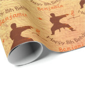 Trendy Martial Arts Karate Kinder Happy 8th Verjaa Cadeaupapier (Rol Hoek)