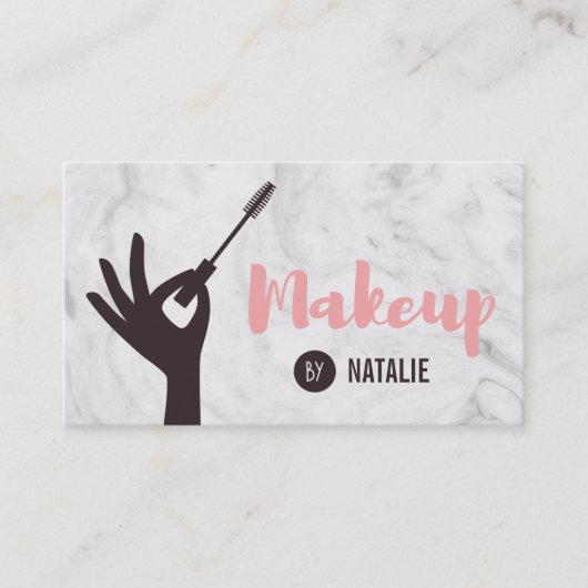 Trendy Mascara Makeup Artist Marble Visitekaartjes (Voorkant)
