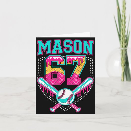 Trendy Mason 67 Mem Ice Cream Drip Baseball Birthd Kaart (Voorkant)