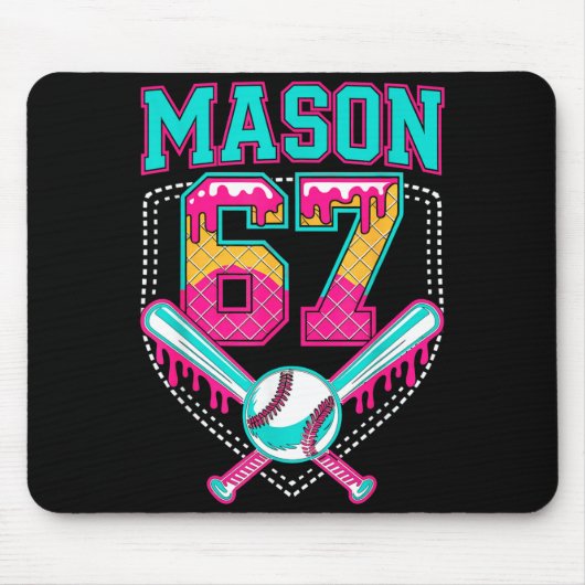 Trendy Mason 67 Mem Ice Cream Drip Baseball Birthd Muismat (Voorkant)