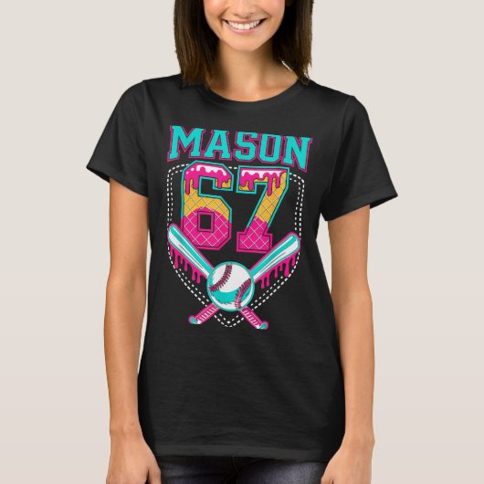 Trendy Mason 67 Mem Ice Cream Drip Baseball Birthd T-shirt (Voorkant)