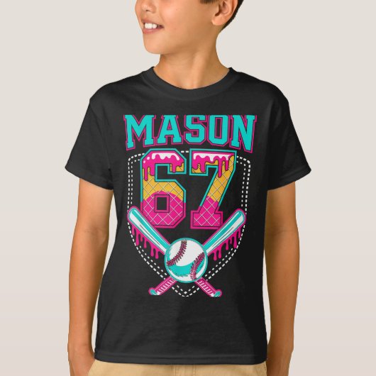 Trendy Mason 67 Mem Ice Cream Drip Baseball Birthd T-shirt (Voorkant)