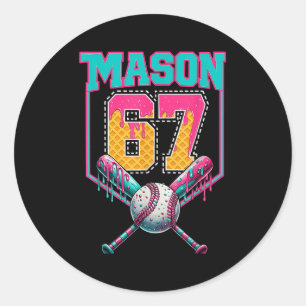 Trendy Mason 67 Mem Ijs Drip Honkbal Verjaardag Ronde Sticker