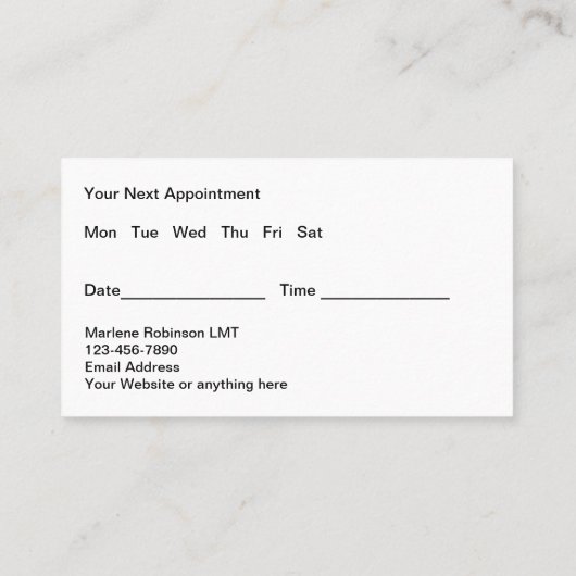 Trendy Massage Services Afspraak Visitekaartjes (Achterkant)