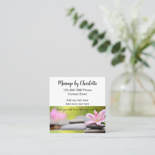 Trendy Massagetherapeut Afspraak Vierkante Visitekaartje (Staand voorkant)