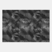 Trendy Matte Black en Grey Grunge Texture Inpakpapier Vel (Voorkant)