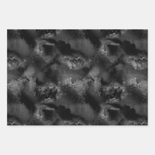 Trendy Matte Black en Grey Grunge Texture Inpakpapier Vel (Voorkant)