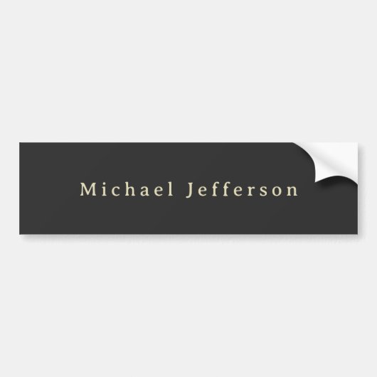Trendy Matte Black Minimalist Own Name  Bumpersticker (Voorkant)