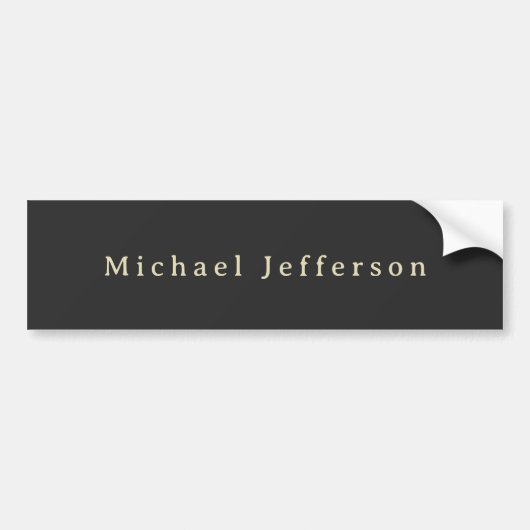 Trendy Matte Black Minimalist Own Name  Bumpersticker (Voorkant)