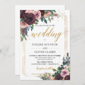 Trendy mauve rozen stoffige roze bloemetjes gouden kaart (Voorkant / Achterkant)