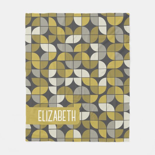 Trendy MCM Half-moonpatroon met goudnaamblok Fleece Deken (Voorkant)
