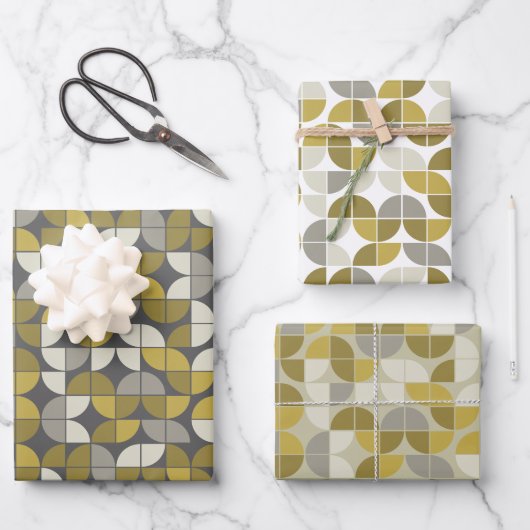 Trendy MCM Halve Maan Patroon - zwart en zwart Inpakpapier Vel (Voorkant)