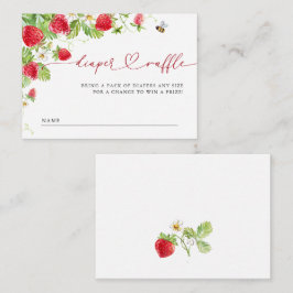 Trendy Meadow Aardbei Baby shower Luier Raffle Informatiekaartje