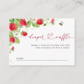 Trendy Meadow Aardbei Baby shower Luier Raffle Informatiekaartje (Voorkant)