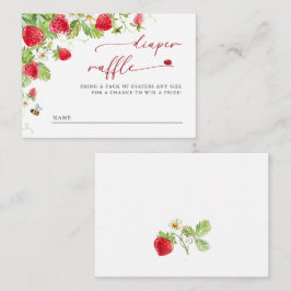 Trendy Meadow Aardbei Baby shower Luier Raffle Informatiekaartje