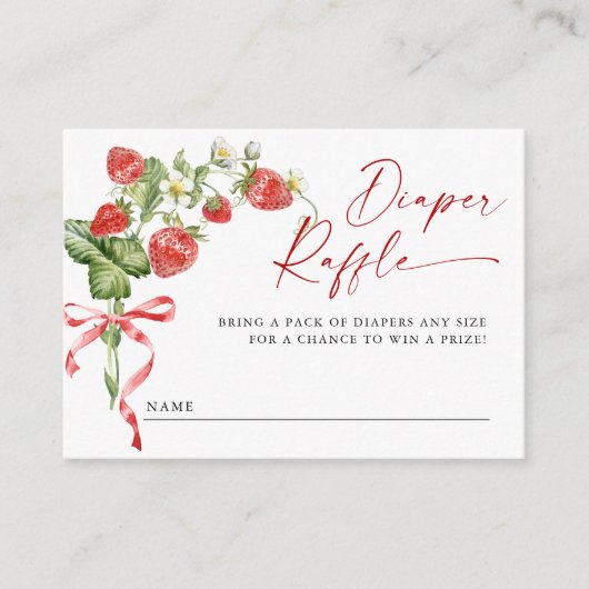 Trendy Meadow Aardbei Baby shower Luier Raffle Informatiekaartje (Voorkant)