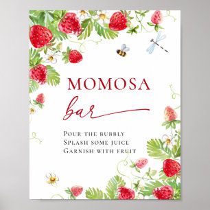 Trendy Meadow Strawberry Baby shower MOMOSA Bar Poster