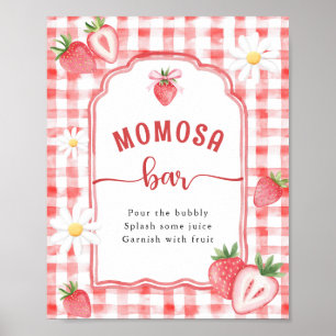 Trendy Meadow Strawberry Baby shower MOMOSA Bar Poster