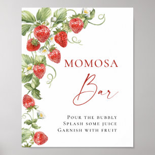 Trendy Meadow Strawberry Baby shower MOMOSA Bar Poster