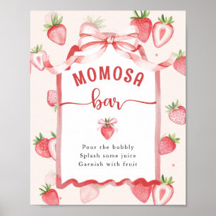Trendy Meadow Strawberry Baby shower MOMOSA Bar Poster