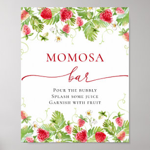 Trendy Meadow Strawberry Baby shower MOMOSA Bar Poster