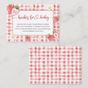 Trendy Meadow Strawberry Boeken voor Baby shower Informatiekaartje