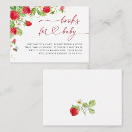 Trendy Meadow Strawberry Boeken voor Baby shower Informatiekaartje