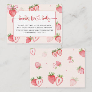 Trendy Meadow Strawberry Boeken voor Baby shower Informatiekaartje