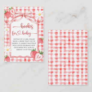 Trendy Meadow Strawberry Boeken voor Baby shower Informatiekaartje