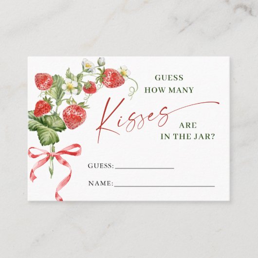 Trendy Meadow Strawberry Gissen Hoeveel Game Kaart Visitekaartje (Voorkant)