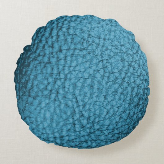 Trendy medium blauwe namaakleren ontwerp rond kussen (Voorkant)