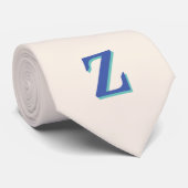Trendy Medium Blue 3D Initiaal Letter | Linnen kle Stropdas (Opgerold)