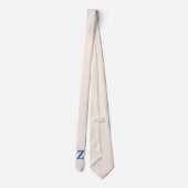 Trendy Medium Blue 3D Initiaal Letter | Linnen kle Stropdas (Achterkant)