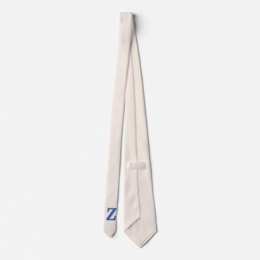 Trendy Medium Blue 3D Initiaal Letter | Linnen kle Stropdas (Achterkant)