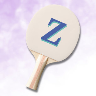 Trendy Medium Blue 3D Initiaal Letter   Linnen kle Tafeltennisbatje