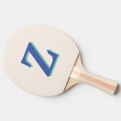Trendy Medium Blue 3D Initiaal Letter | Linnen kle Tafeltennisbatje (Zijkant)
